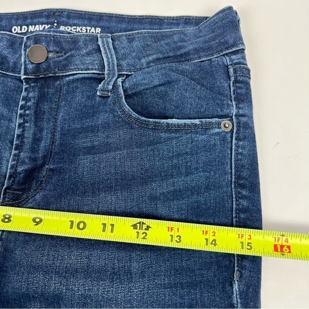 Old Navy Rockstar Women’s Blue Jeans Sz 4 Dark Wash Mid-Rise Stretch Distressed - Picture 9 of 12